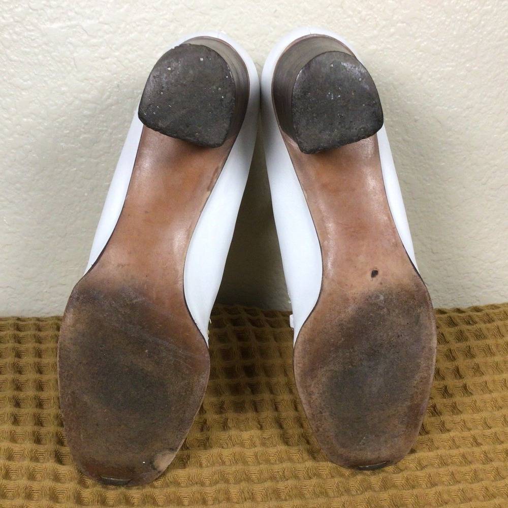 Vintage Hermes Paris I. MAGNIN Womens Sz 8 2A Shoes White Gold Heels Loafers - Picture 5 of 7